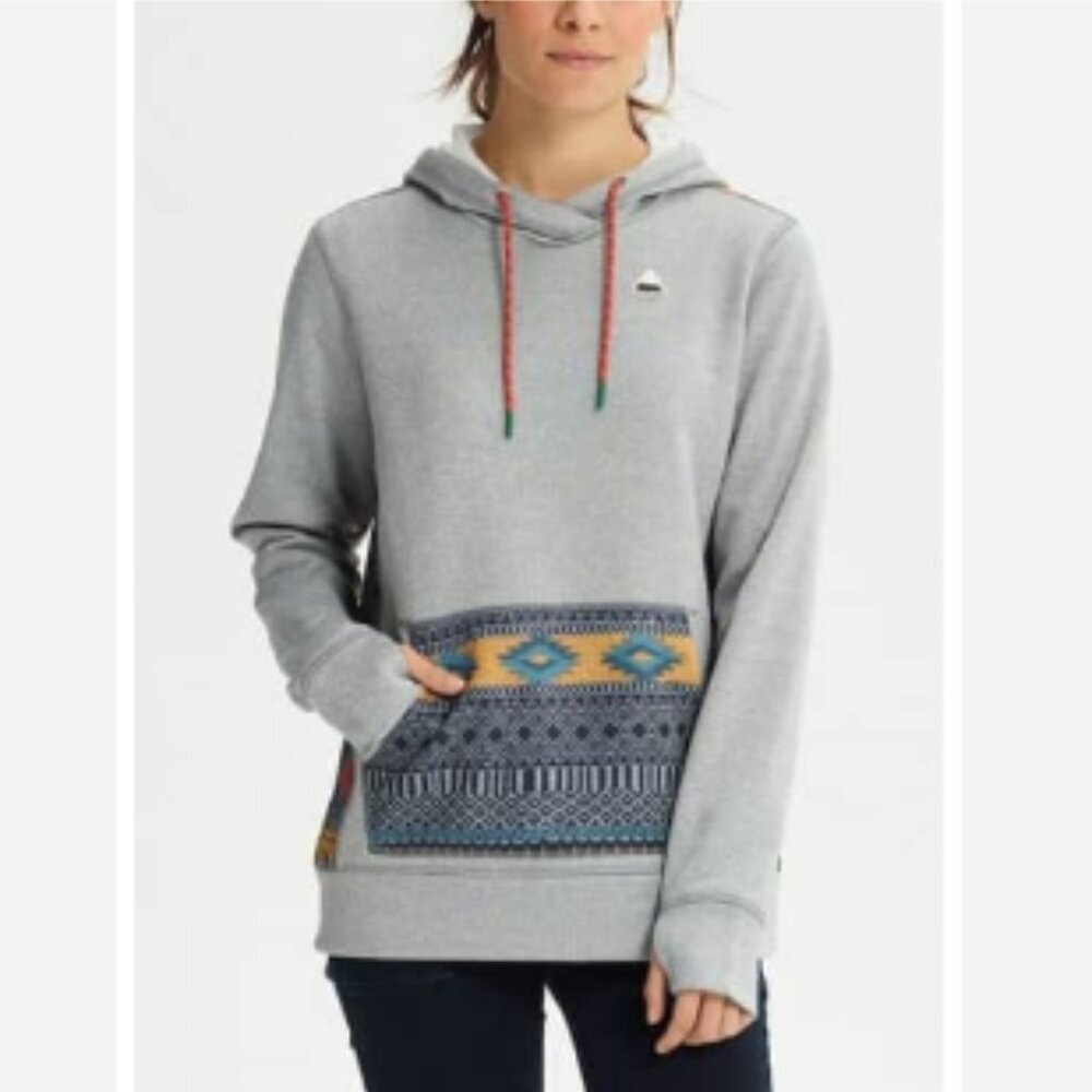 Burton Dryride Oak Pullover Hoodie Heather Tahoe Freya Weave Aztec Xl